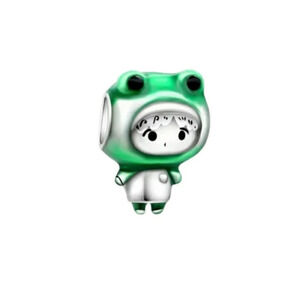 Kawaii Girl with Frog Hat Bracelet Charm Japanese Sterling Silver Kawaii Jewelry